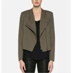 Helmut Lang Drape Moto Olive Green Women's Jacket